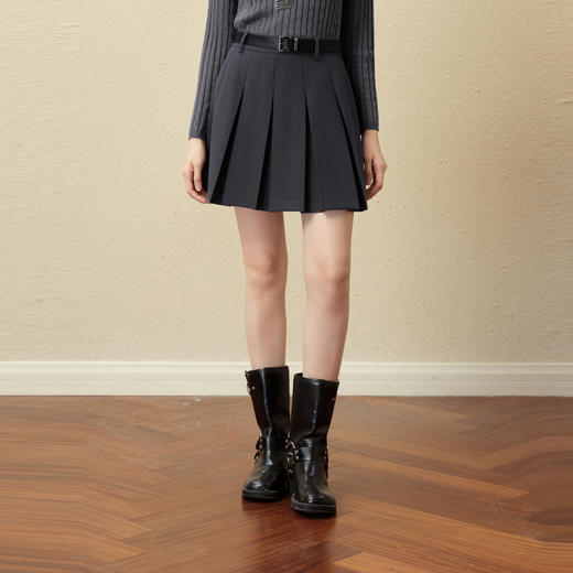 【严选】诗凡黎学院风经典百褶半身裙2025秋新款高腰显瘦百搭减龄JK小短裙7G7140441 商品图2