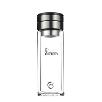 希诺抗菌玻璃杯双层茶水分离杯子男高档泡茶杯车载水杯XN-7095K 320mL 商品图3