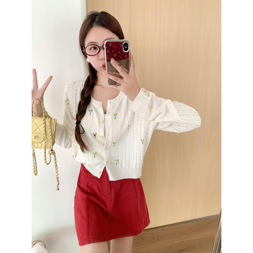 <曾小咸推荐>法式刺绣针织开衫设计感外套女 商品图2