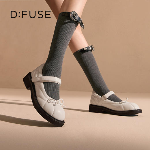 Dfuse迪芙斯2025秋季新款一字带单鞋小圆头蝴蝶结芭蕾玛丽珍鞋DFD3111009 商品图1