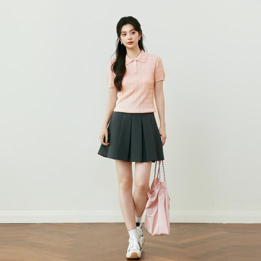 【商场同款】【萌宠系列】诗凡黎莱赛尔Polo针织衫25夏新款通勤短袖3G46309013G4630901 商品图1