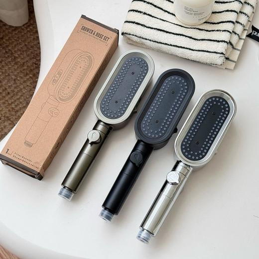 SOOKIE 增压花洒 极光银/曜石黑/钛金灰 三种颜色可选；三档增压 加宽瀑布水幕，全身瞬间包裹，内置加厚滤芯，1秒除氯净化；纳米级细腻水雾，超爽洗澡体验 商品图9