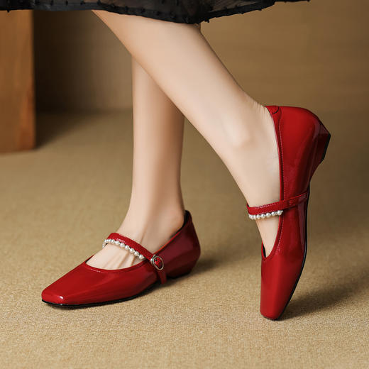 【预售5天】方头低跟配裙子的鞋子不累脚小皮鞋玛丽珍女鞋HL-8201 商品图1