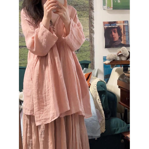 裁缝学苑AS547大摆蓬蓬娃娃衫纸样女装V领长袖棉麻衬衫样板 商品图5