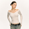 Ariseism 美式复古设计感露肩长袖针织衫女春季新款修身打底上衣 商品缩略图1