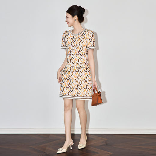 「高货wl」全新升级【铂金会员293/天猫389/差价96】(94058)洛诗琳高品质时尚印花裙2-25夏季收腰名媛气质圆领连衣裙 商品图0