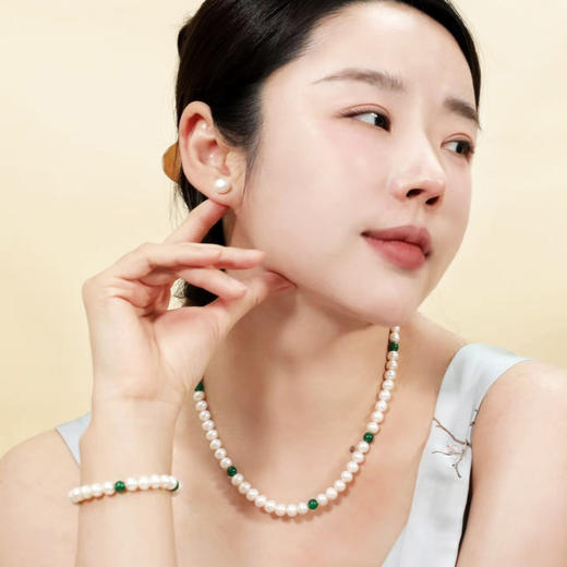 紫禁文创旗下 珠御在殿·涅槃珍珠玛瑙套装 7A天然淡水珍珠 S925银锁扣 玛瑙隔珠 商品图5