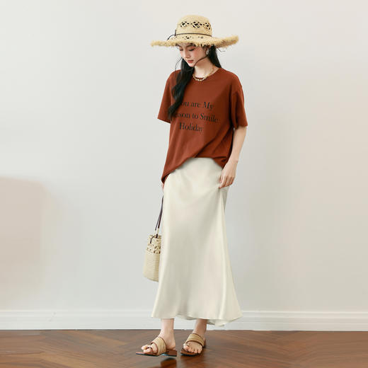 【商场同款】诗凡黎纯棉字母T恤2025夏新款休闲百搭上衣3G6100401 商品图1