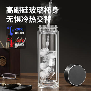 富光玻璃杯茶水分离泡茶杯子高硼硅双层玻璃水杯大容量流光银330ml 商品图1