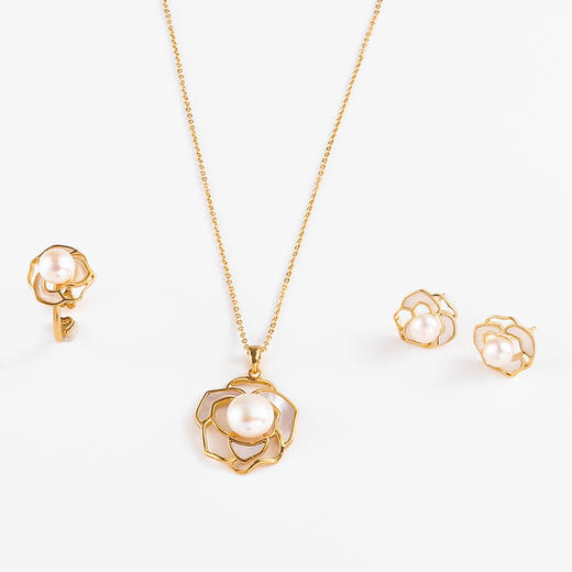 ZQ700015白贝山茶花之恋珍珠三件套 商品图0