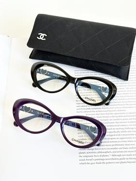 QT65- 香奈儿 镜腿爱心徽标 醋酯纤维猫眼光学镜架眼镜（QT*JH）夏季专享