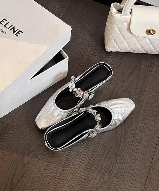 小羊皮时尚气质方头穆勒凉鞋女一字扣一脚蹬半拖 商品图6