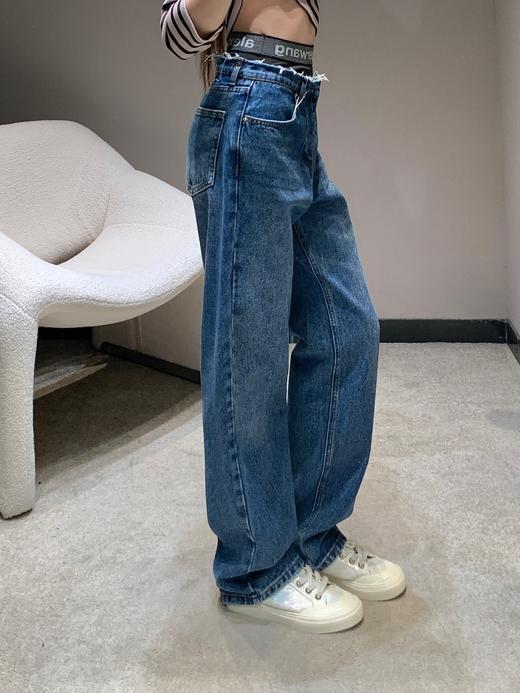 亚历山大王 25Fw早秋新款 双腰头毛边效果直筒牛仔长裤（ZY*MM） 商品图7