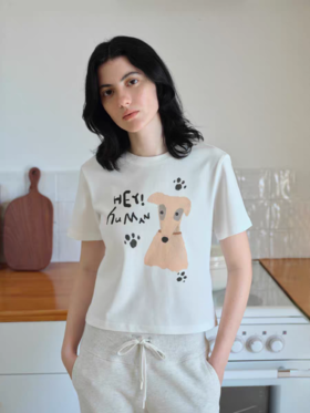 Evistub女装/E-5QDX272/棉质小狗T恤