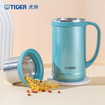 虎牌（TIGER）保温保冷杯茶滤网杯男女不锈钢办公杯CWM-A050-AM森林绿500ml 商品图1