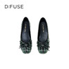 Dfuse迪芙斯2025秋季新款华夫饼法式浅口单鞋复古格纹蝴蝶结芭蕾鞋平底鞋DFD3111018 商品缩略图9