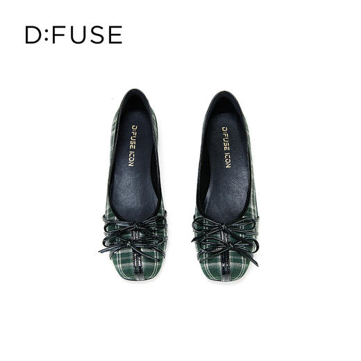 Dfuse迪芙斯2025秋季新款华夫饼法式浅口单鞋复古格纹蝴蝶结芭蕾鞋平底鞋DFD3111018 商品图9
