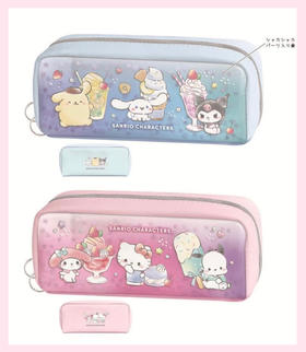 日本三丽鸥Sanrio大容量半透明笔袋冰饮三丽鸥家族