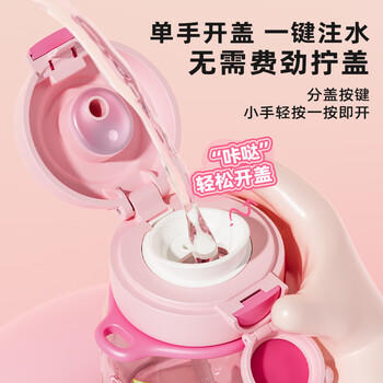 富光儿童水杯壶双饮吸管杯高颜值Tritan女大学生大容量塑料杯子600ml 商品图5