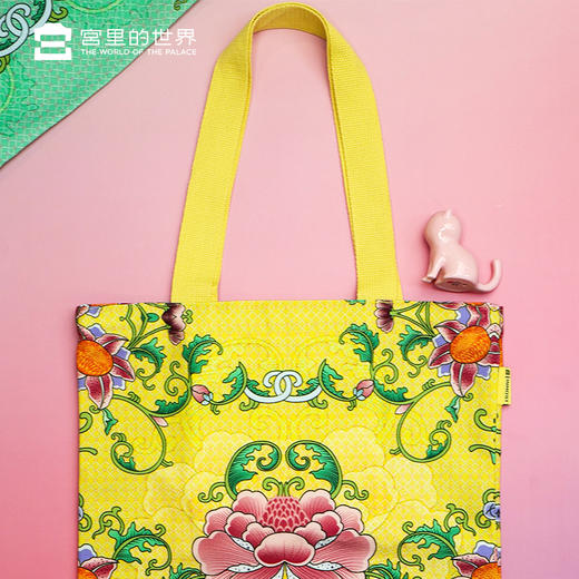 【宫里帆布袋】吉祥莲花绿色帆布袋 商品图1
