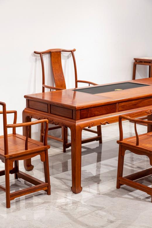 红桥红  家具严选  缅甸花梨（大果紫檀）  【198 石盘茶趣 双抽屉马蹄腿茶桌 搭配】 商品图2