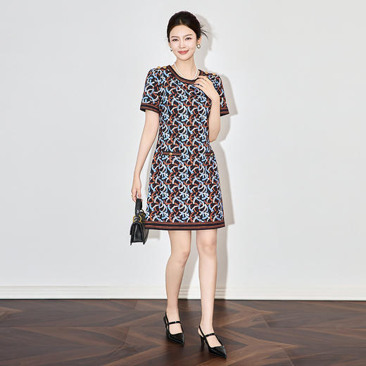 「高货wl」全新升级【铂金会员293/天猫389/差价96】(94058)洛诗琳高品质时尚印花裙2-25夏季收腰名媛气质圆领连衣裙 商品图1