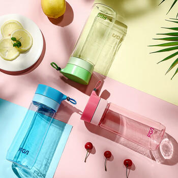 富光户外男女运动水杯塑料水杯便携学生杯子耐摔泡茶隔提绳绿色500ml /厨具 /水具 /塑料杯 商品图1