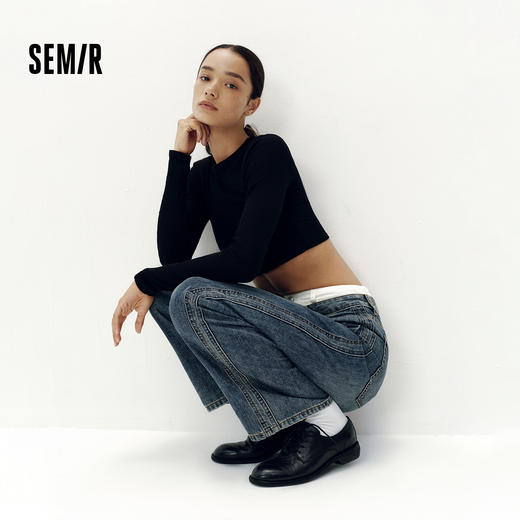 森柔牛仔|商场同款森马牛仔裤女分割阔腿裤显瘦2025新款秋季长裤 商品图1