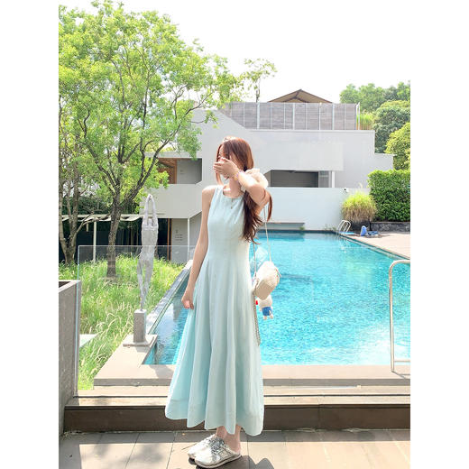 <曾小咸推荐>韩版简约气质收腰无袖连衣裙 商品图4