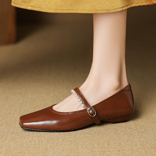 【预售5天】方头低跟配裙子的鞋子不累脚小皮鞋玛丽珍女鞋HL-8201 商品图2