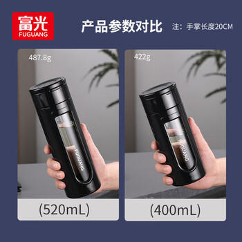 富光大容量玻璃杯 高硼硅玻璃泡茶杯茶水分离 商务双层水杯子男400ml 商品图6