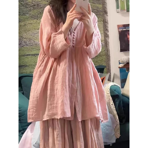 裁缝学苑AS547大摆蓬蓬娃娃衫纸样女装V领长袖棉麻衬衫样板 商品图3