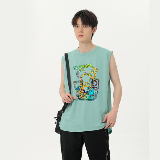 【冰氧棉】【DSK】大依优型大码印花背心休闲运动宽松短袖T恤无袖背心加大码宽松上衣男士 商品图0