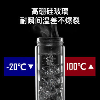 富光 男女士双层玻璃杯 高硼硅玻璃304茶隔水杯子 带茶隔泡茶杯500ml 商品图1