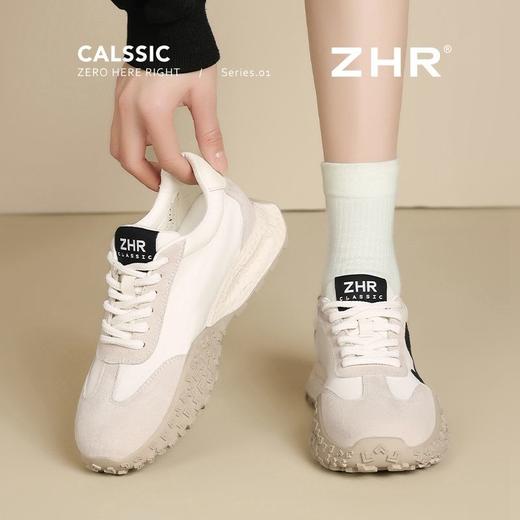 ZHR则则头层猪皮厚底老爹鞋女软底阿甘鞋女多巴胺德训鞋女春秋款 商品图7