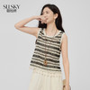【07/30新品6.5折】熙世界波西米亚镂空钩花条纹背心女夏季外穿时尚流苏圆领无袖上衣 商品缩略图0