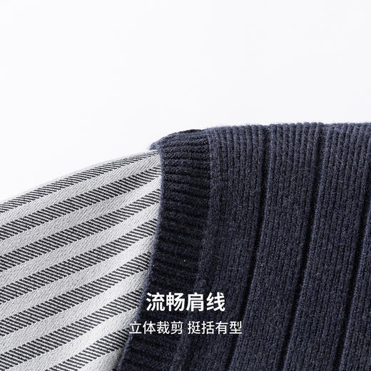 【含绵羊毛】圣得西假两件毛衣2025秋季新款男衬衫领套头条纹针织衫 商品图8