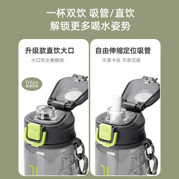 富光塑料杯tritan材质吸管杯男女学生户外运动弹盖带提绳水杯子560ml 商品图2