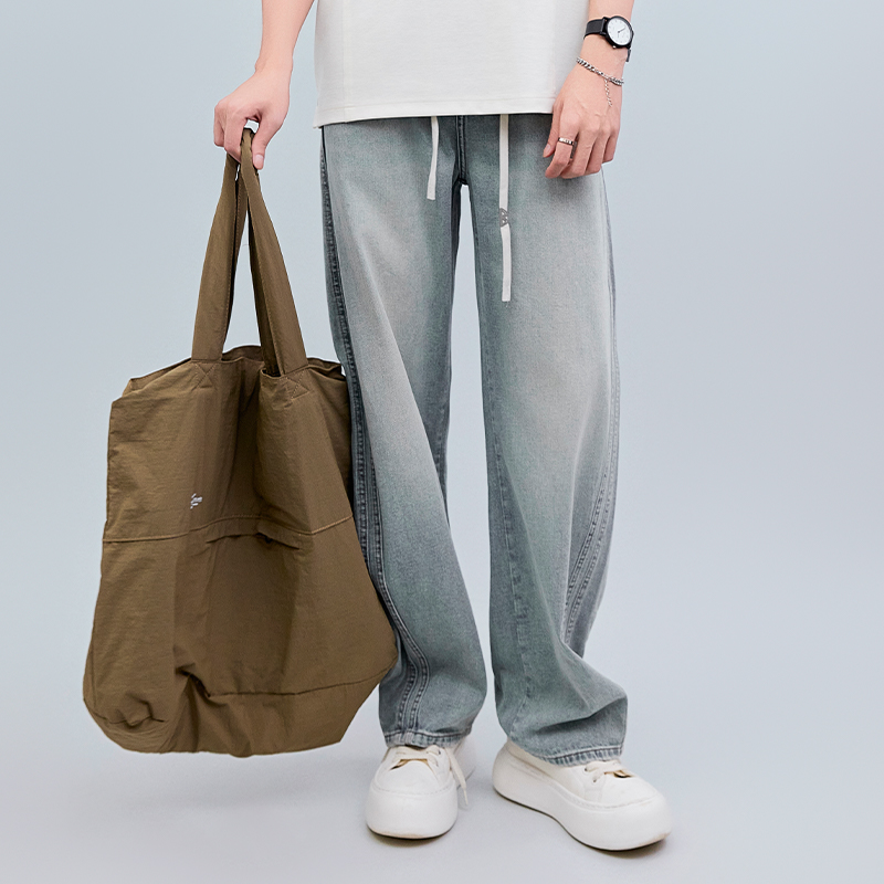 【新品上新】HX 夏季水洗弯刀牛仔长裤宽松Z201520012101