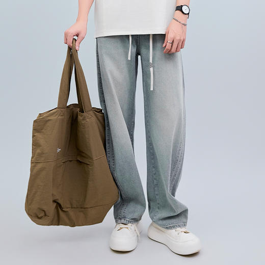 【新品上新】HX 夏季水洗弯刀牛仔长裤宽松Z201520012101 商品图0