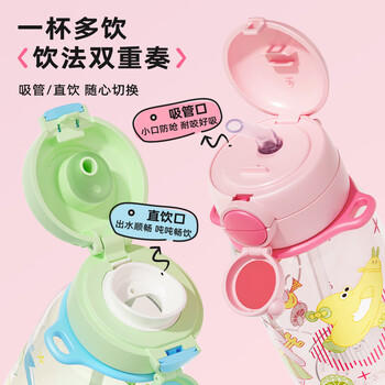 富光儿童水杯壶双饮吸管杯高颜值Tritan女大学生大容量塑料杯子600ml 商品图4