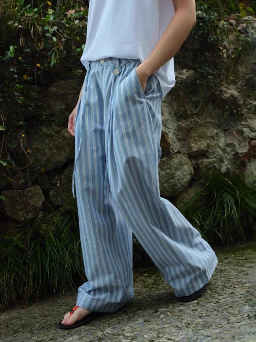 Evistub女装/E-5XCK563/条纹褶裥休闲裤女夏 商品图0