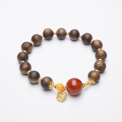 【宫里上新】“黄财财 ”莺歌绿奇楠天然南红蜜蜡手串 商品图6