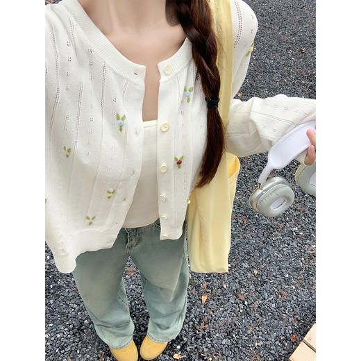 <曾小咸推荐>法式刺绣针织开衫设计感外套女 商品图0