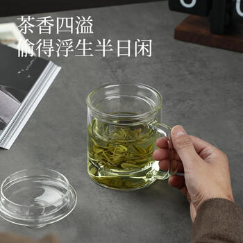 富光泡茶杯茶水分离玻璃杯办公室喝茶杯子男士个人花茶杯水杯公道杯 商品图3