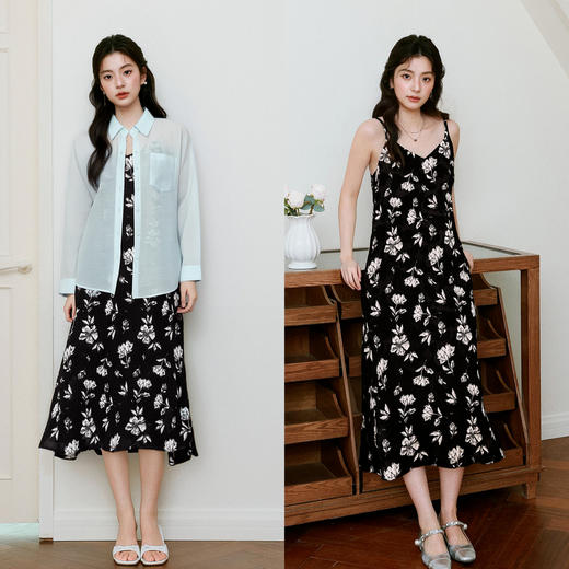 【商场同款】诗凡黎吊带碎花裙2025夏新款度假风连衣裙3G4590871 商品图1