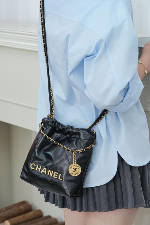 香奈儿  25A新款 22Mini bag  黑金 垃圾袋 （LZ） 商品图9