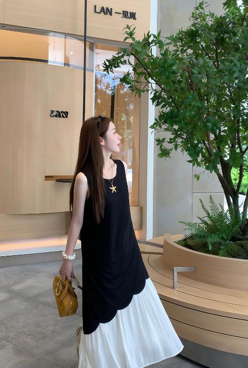 姹弥·法式拼接长裙慵懒撞色连衣裙 | 经典法式剪裁，宽松适度的廓形，自带effortless chic的松弛感！ 商品图5