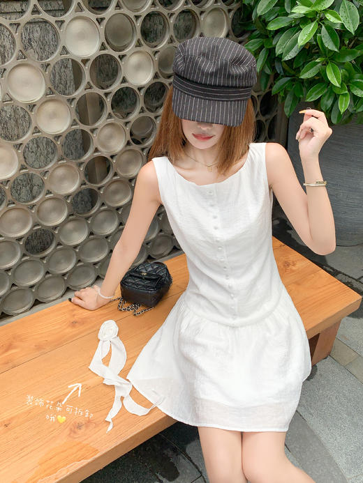 <曾小咸推荐>4.4现货秒杀！韩系小白裙立体花无袖 日常199.99 立减100 秒杀99.99！ 商品图9