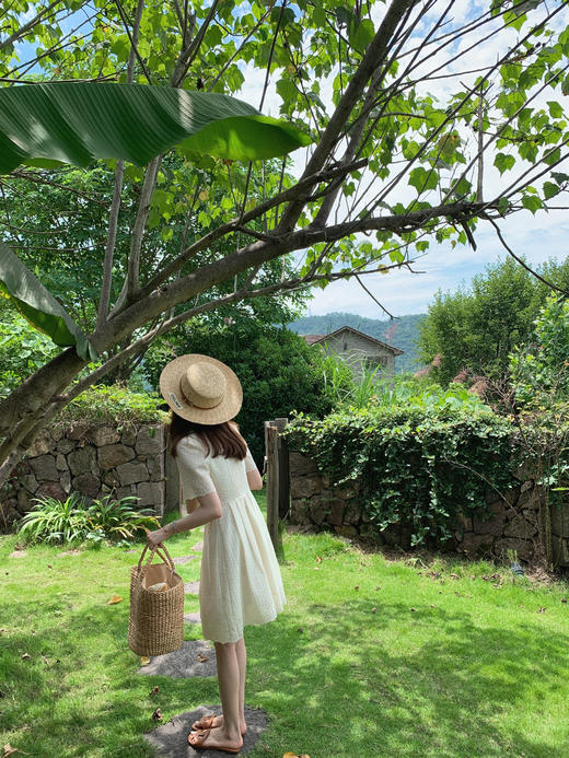 XS 金蘑菇菇【绵绵星冰乐】 天丝提花简洁大方连衣裙复古上衣渡假裙 商品图4